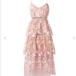SELF-PORTRAIT floral lace panel dress